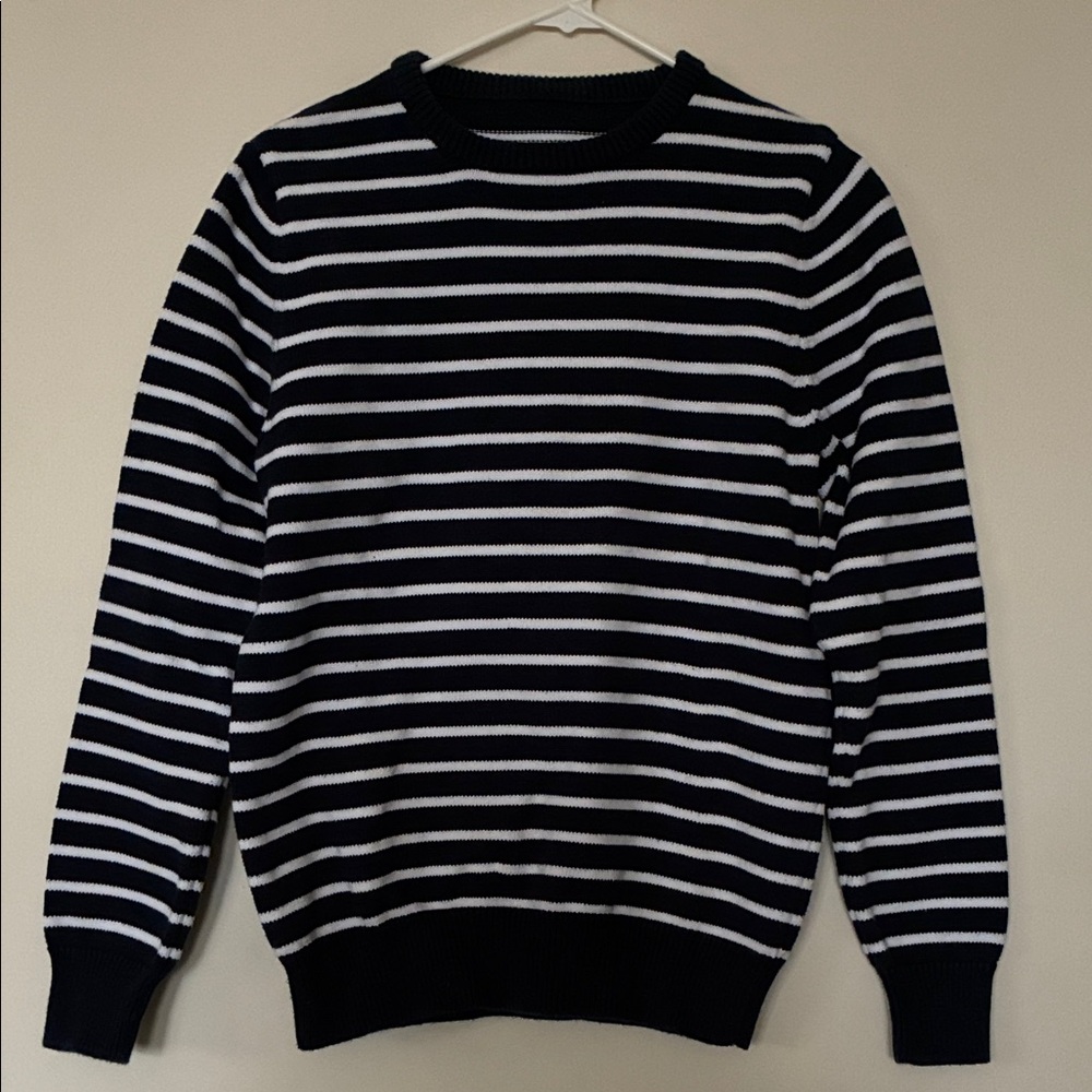 St. John's Bay Black and White Striped Crewneck Sweater
